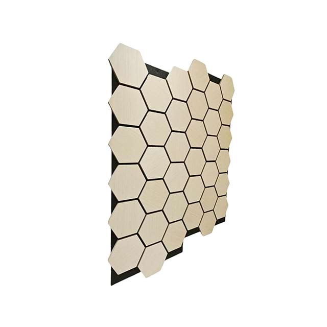 Oak Pet Wool Ceiling Tiles hexagonal Akupanel Acoustic Wall Panels For Home Slat Design Wooden Sound Absorption