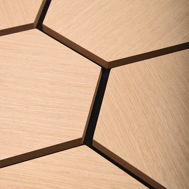 Hexagonal Oak Pet Wool Ceiling Tiles CeilAkupanel Acoustic Wall Panels For Home Slat Design Sound Absorbing Panels